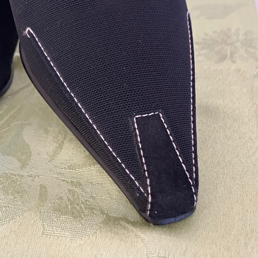 Donald J. Pliner Black Mules with White Stitching - Picture 3 of 6